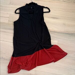 Tiana B. Black and Red Orange Asymmetrical Dress